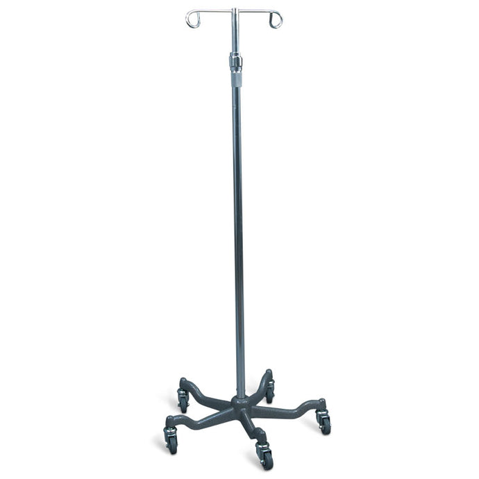 I.V. Stand Alum., Weighted Base, 2 Prong