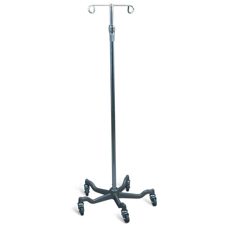 I.V. Stand Alum., Weighted Base, 2 Prong