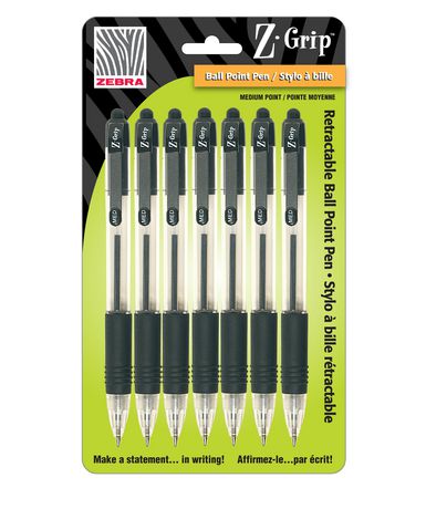 Zebra Z-Grip Retractable Ballpoint Pens (7 Pack)
